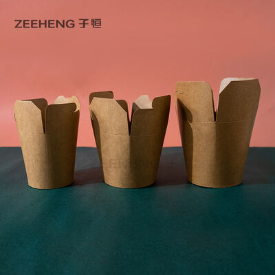 Recyklingowe, ekologiczne miski na makaron z papieru Kraft, brązowo-białe, 16oz/26oz/32oz