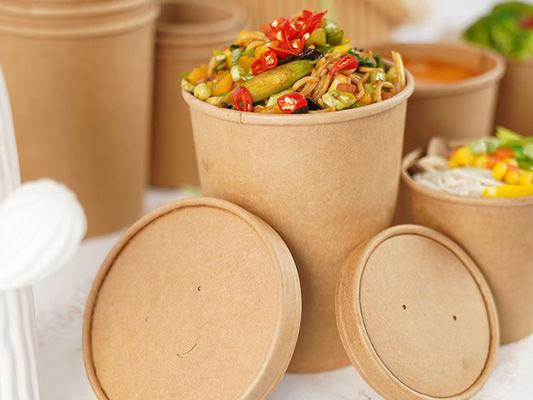 Brown Recyclable Dostosowane miski papierowe z pokrywkami, darmowa próbka dostępna